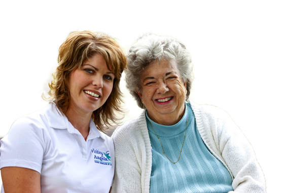 Home care aide provides companionship to elderly woman